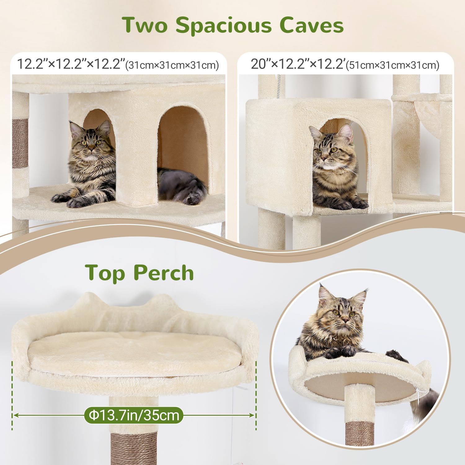 Globlazer S72 Heavy Duty Cat Trees For Large Cats, Sturdy 72In Maine Coon Cat Tree For Large Cat 20 Lbs+ Heavy Duty Cat Tower Fo